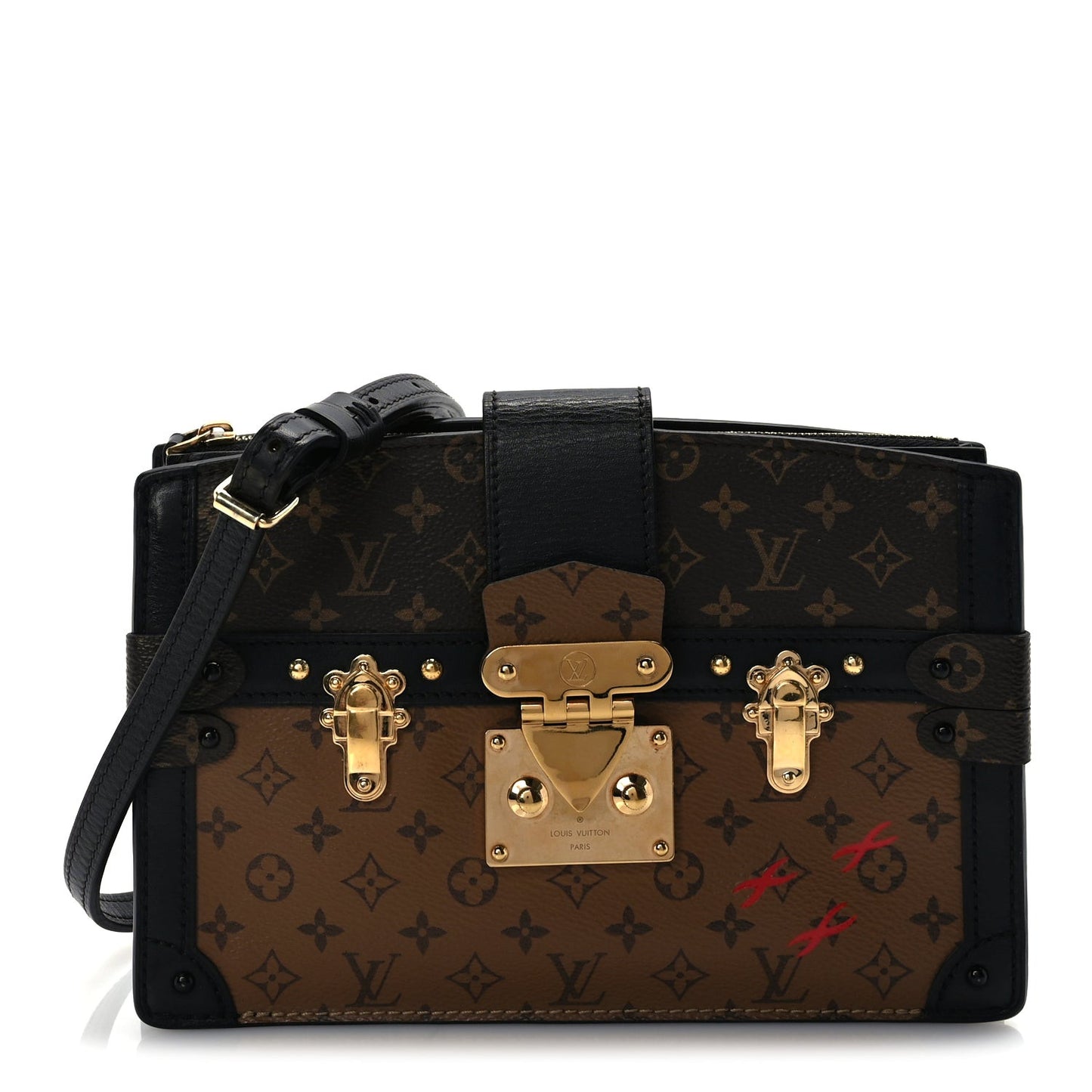 Reverse Monogram Trunk Clutch Black