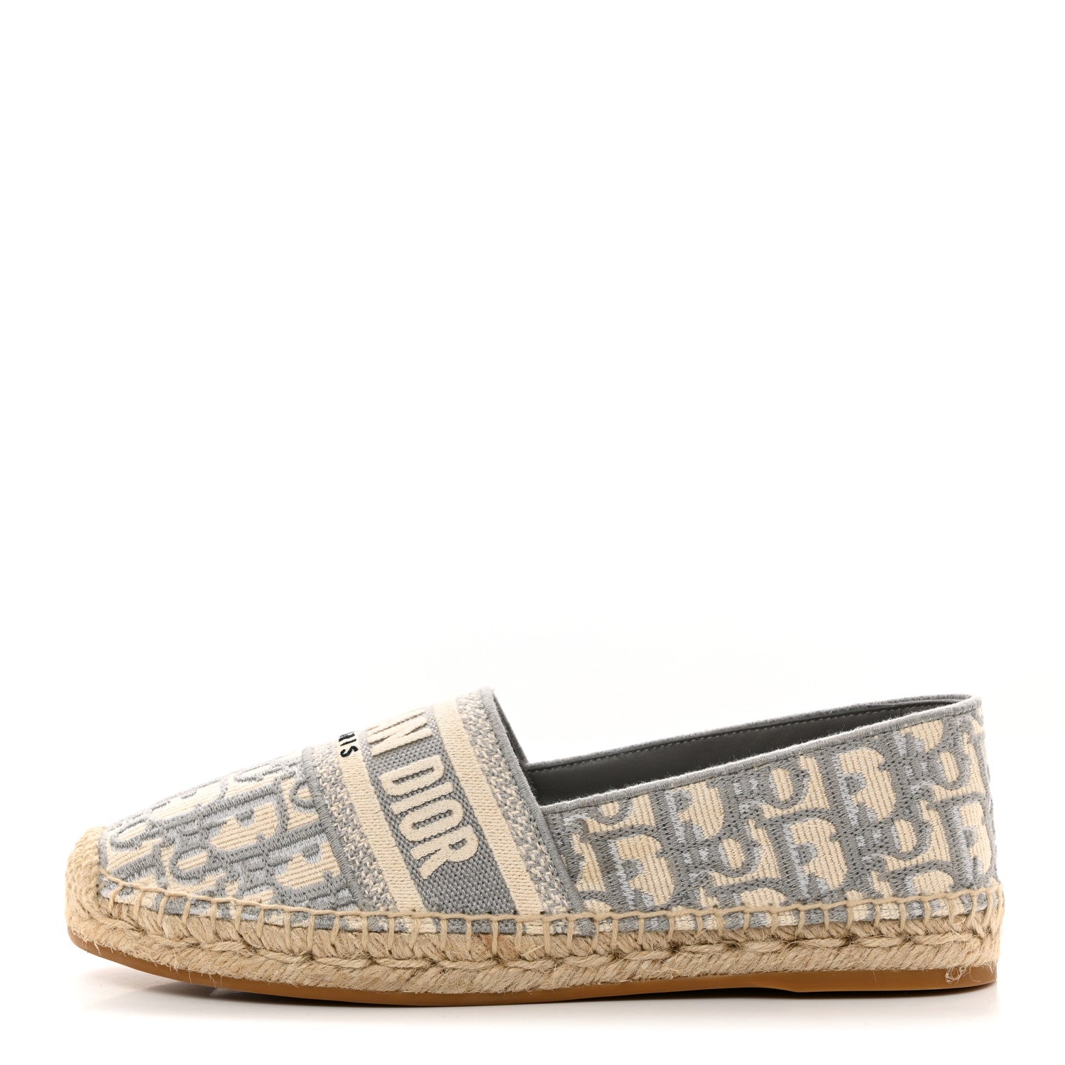 Christian Dior Oblique Embroidered Granville 15mm Espadrilles 37 Grey Stone 1 of 9
