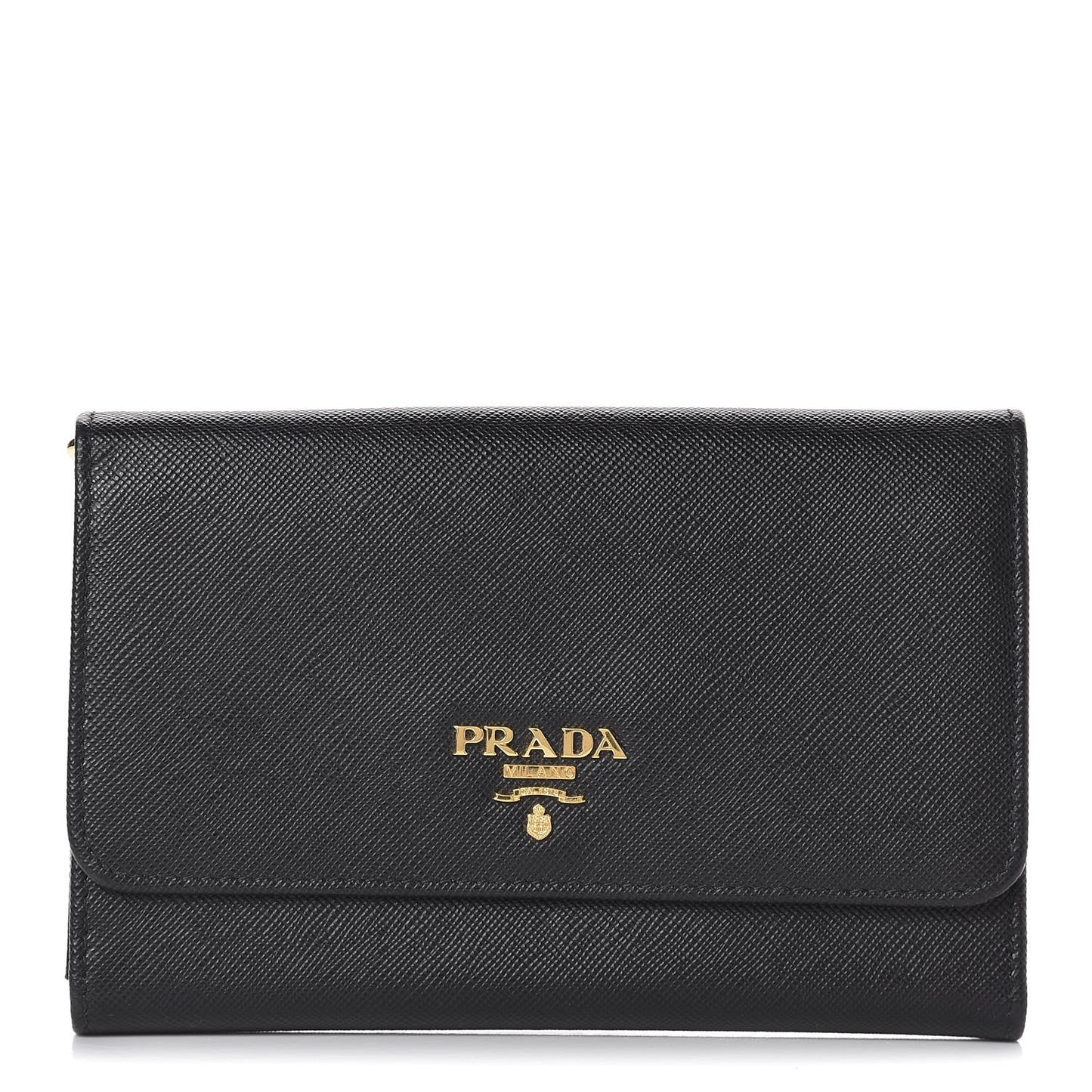 Saffiano Metal Flap Wallet Black