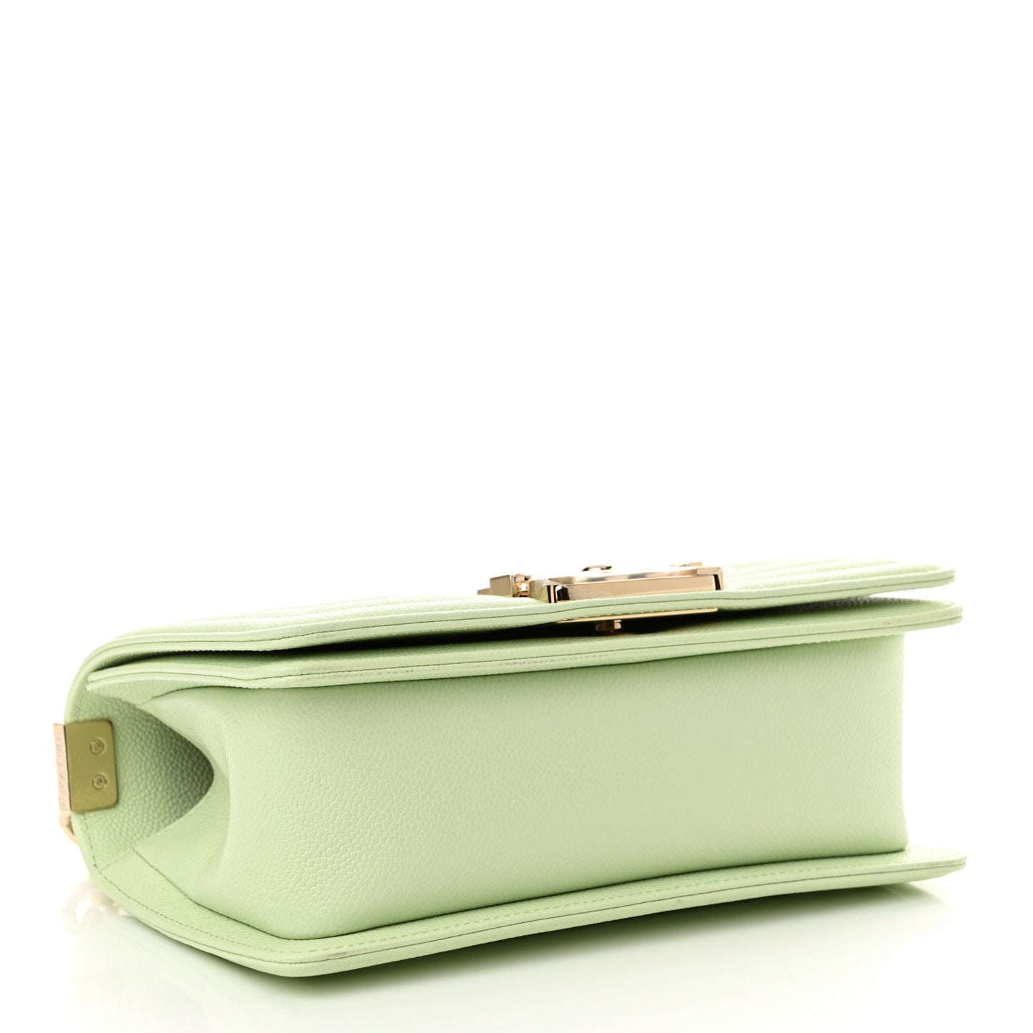 Caviar Chevron Quilted Small Boy Flap Light Green