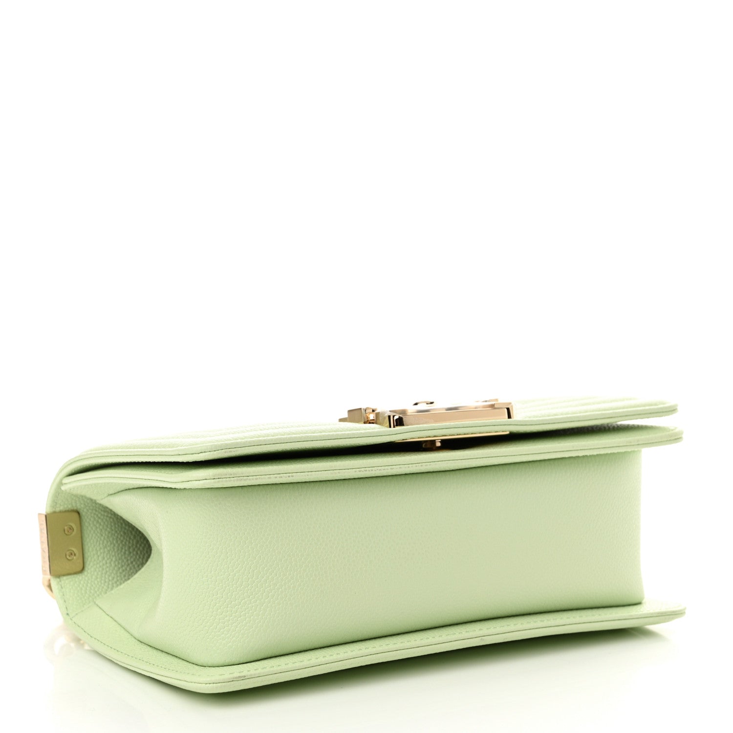 Chanel Caviar Chevron Quilted Small Boy Flap Light Green 4 of 11