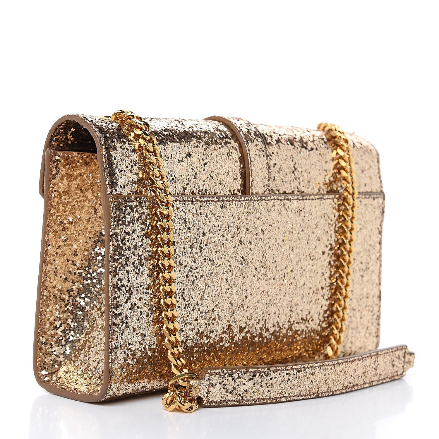 Saint Laurent Glitter Monogram Galactica Satchel Gold 3 of 13
