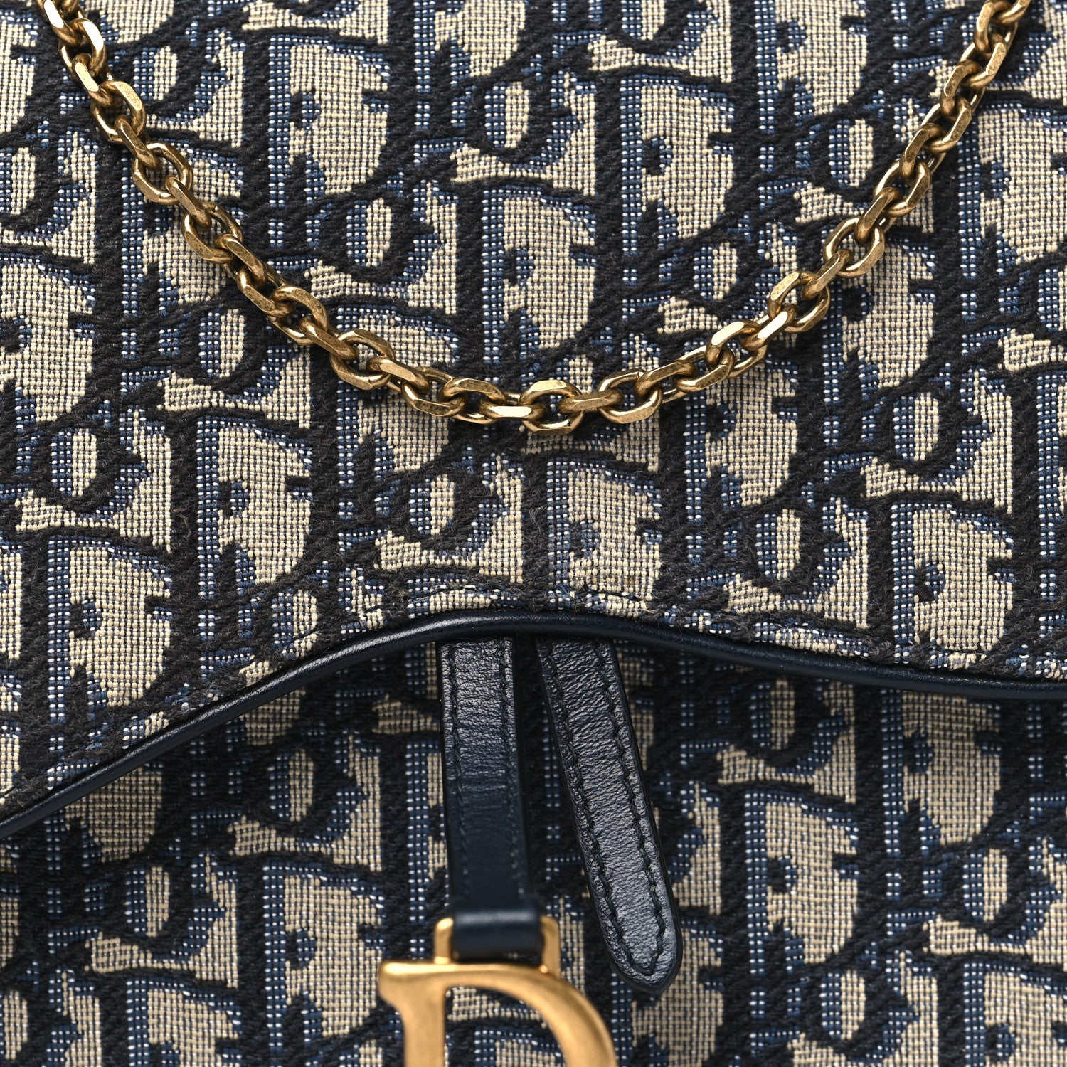 Christian Dior Oblique Saddle Chain Pouch Blue 7 of 9