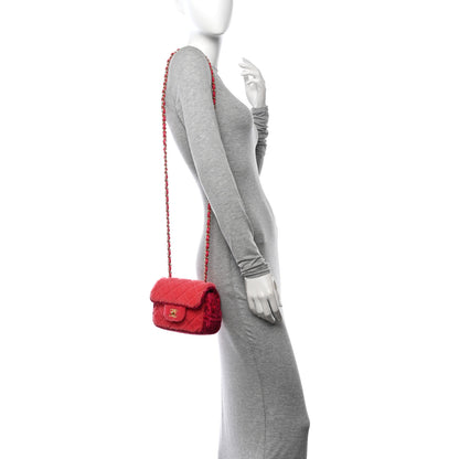 Chanel Shearling Tweed Quilted Mini Square Flap Bag Pink 2 of 11