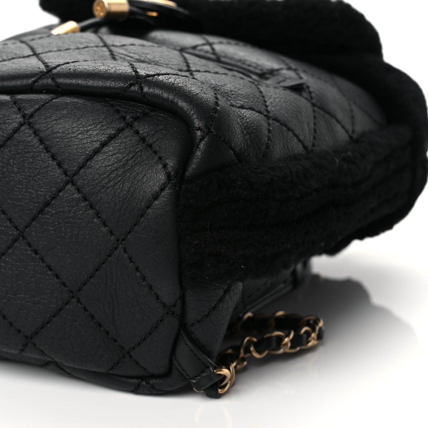 Chanel Lambskin Shearling Quilted CC Backpack Black 8 of 9