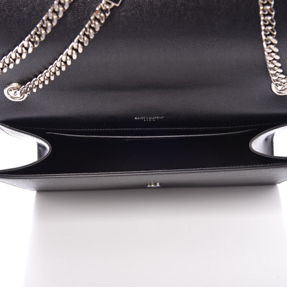 Saint Laurent Grain De Poudre Large Classic Monogram Kate Satchel Black 5 of 6
