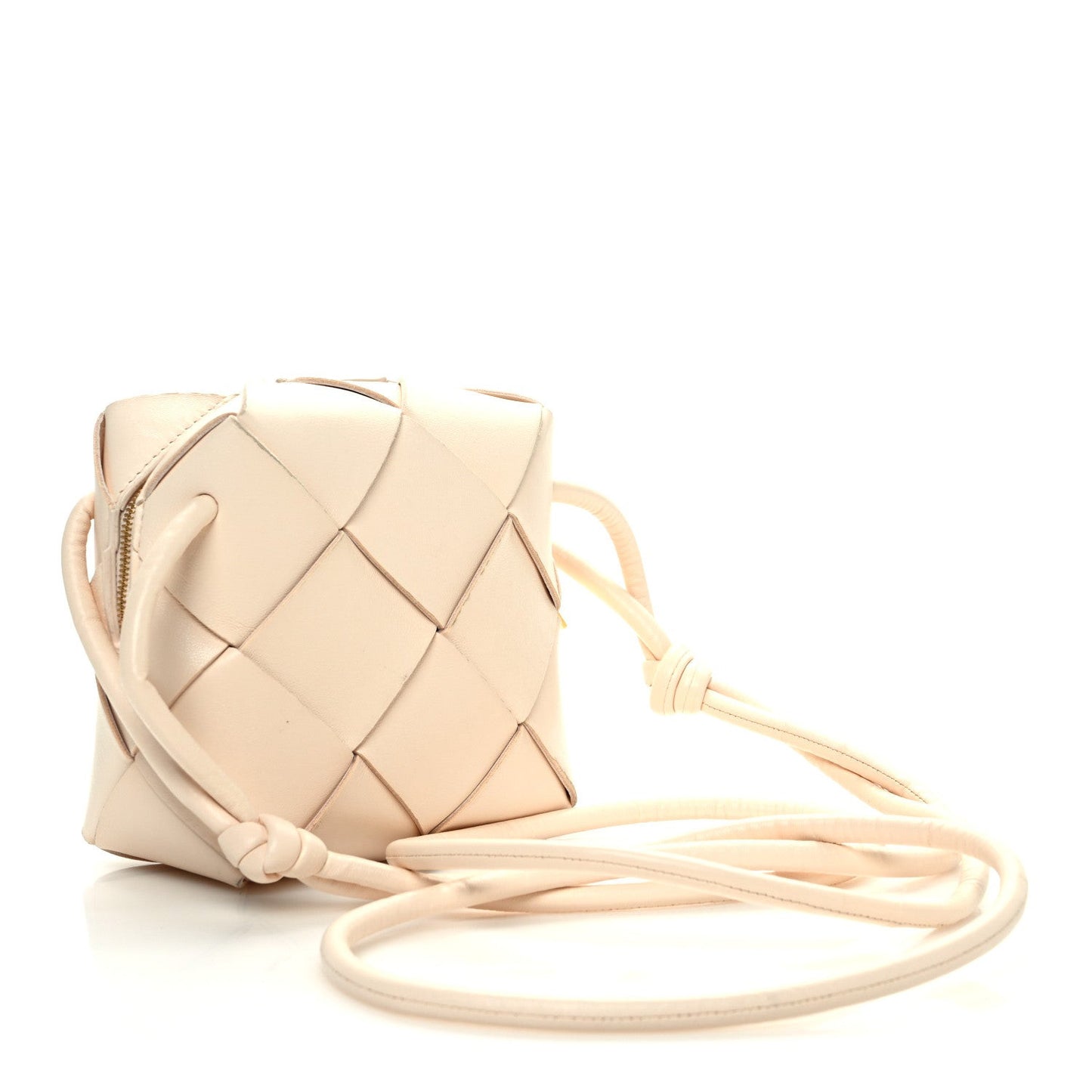 Lambskin Maxi Intrecciato Mini Cassette Camera Bag Macaroon