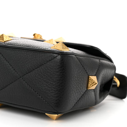 Valentino Garavani Grained Calfskin Medium Roman Stud Shoulder Bag Black 9 of 9