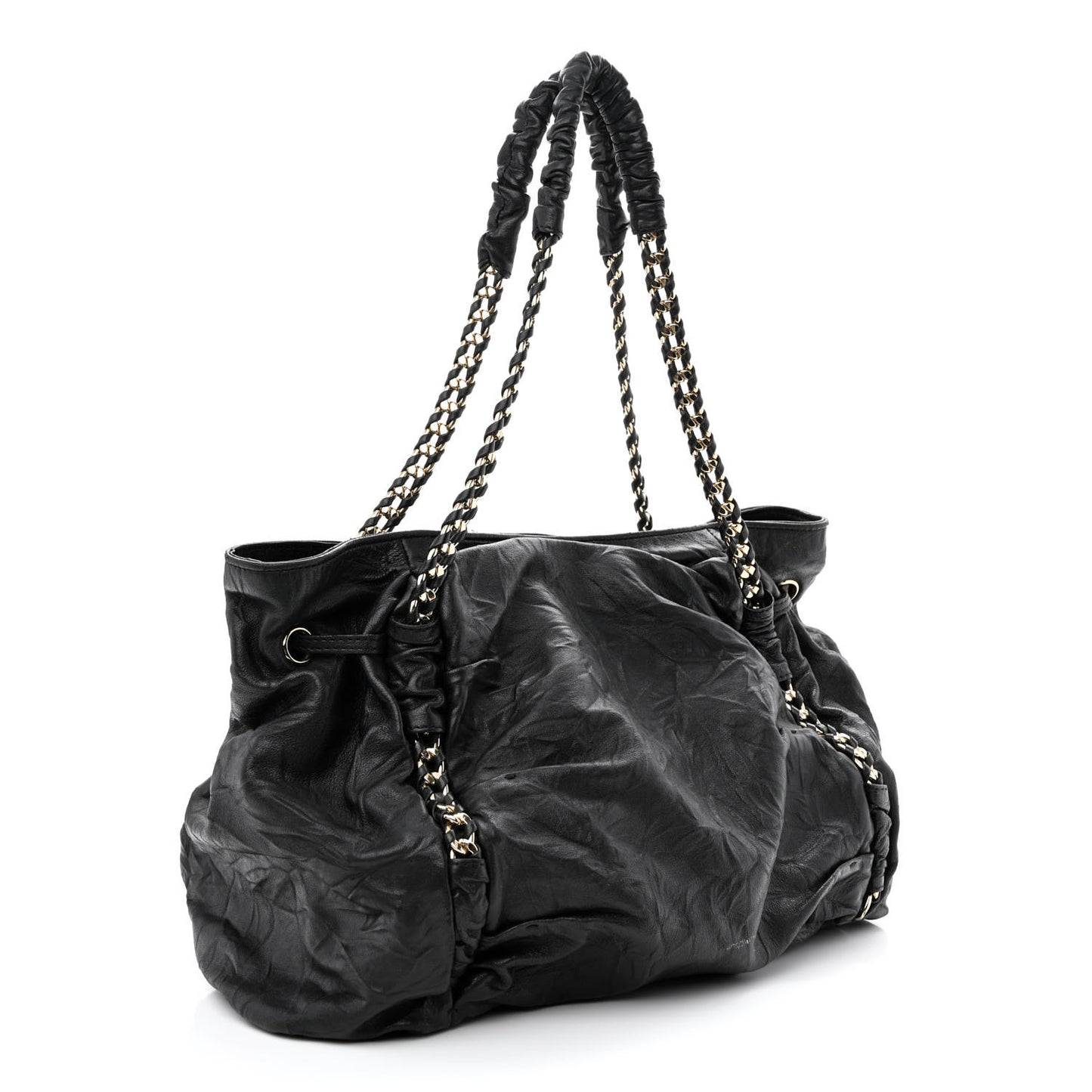 Calfskin Chain Hobo Black