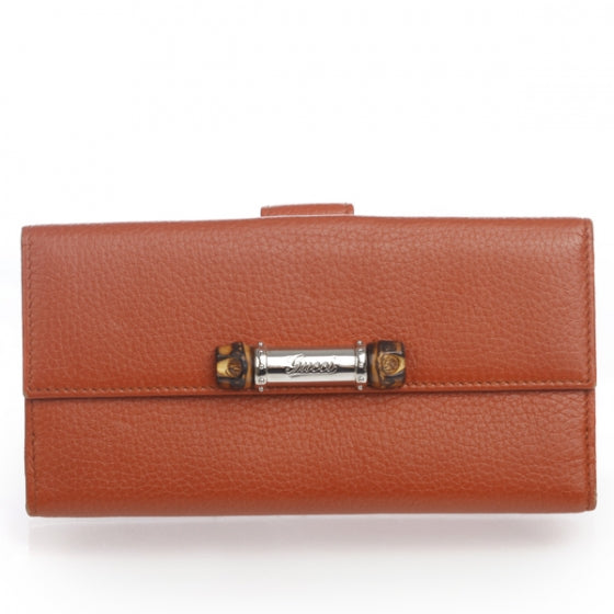Leather Bamboo Continental Wallet Orange