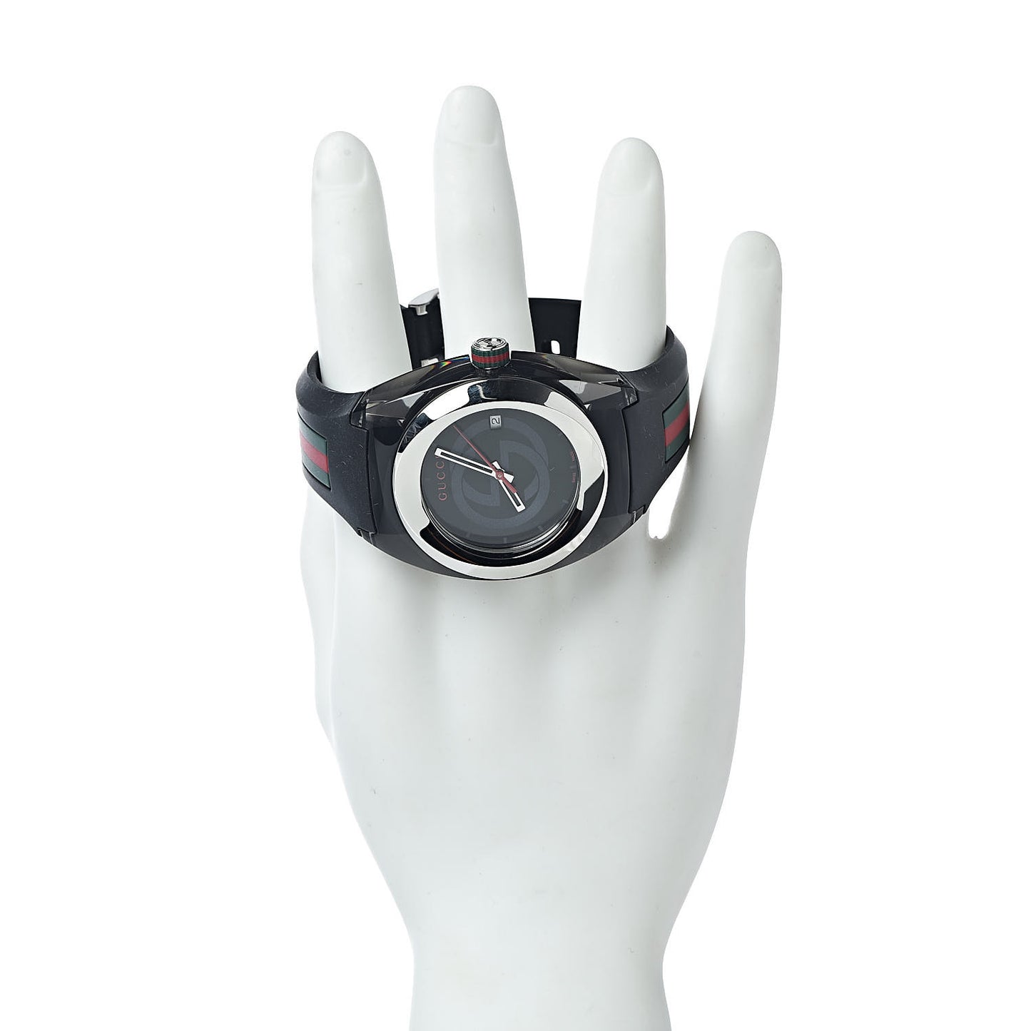 Stainless Steel Rubber 46mm Sync Web Quartz Watch Black