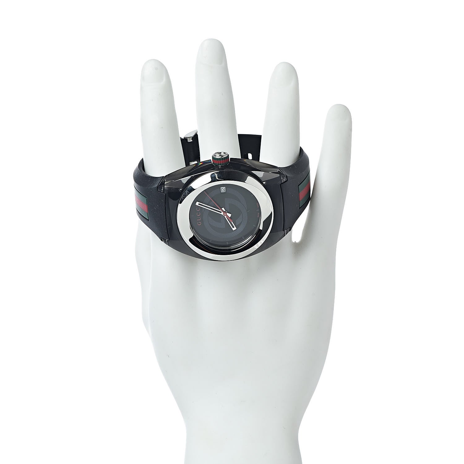 Gucci Stainless Steel Rubber 46mm Sync Web Quartz Watch Black 2 of 6