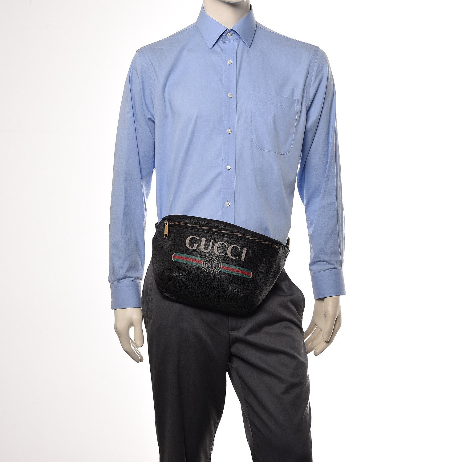 Gucci Grained Calfskin Logo Belt Bag Black 2 of 10