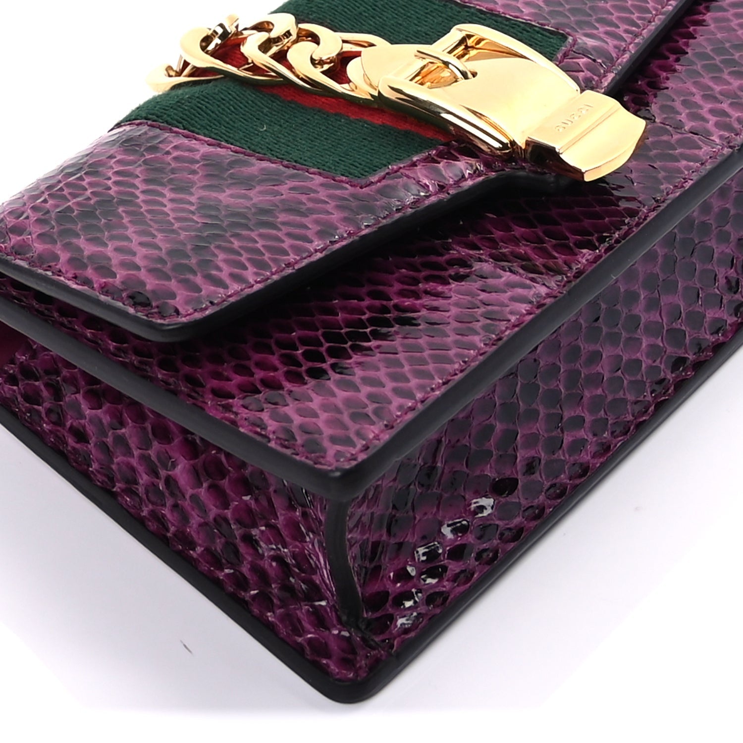 Gucci Snakeskin Web Super Mini Sylvie Chain Shoulder Bag Purple 7 of 7