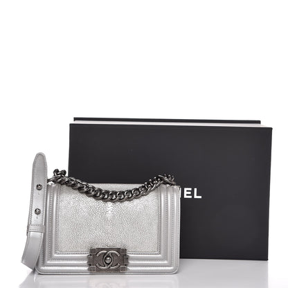 Chanel Galuchat Stingray Small Boy Flap Silver 8 of 8