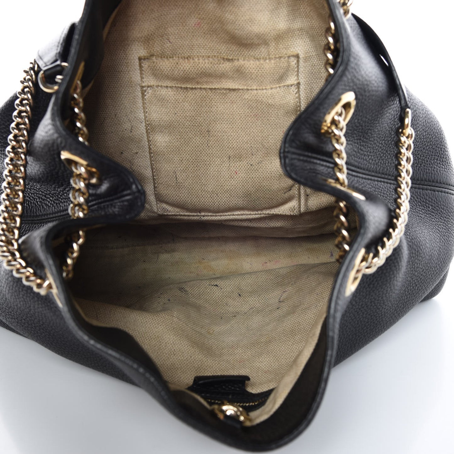 Pebbled Calfskin Medium Soho Chain Shoulder Bag Black