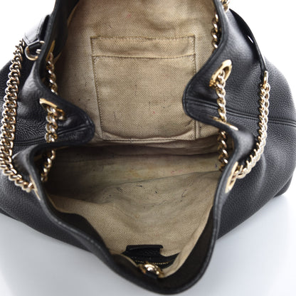 Gucci Pebbled Calfskin Medium Soho Chain Shoulder Bag Black 5 of 20