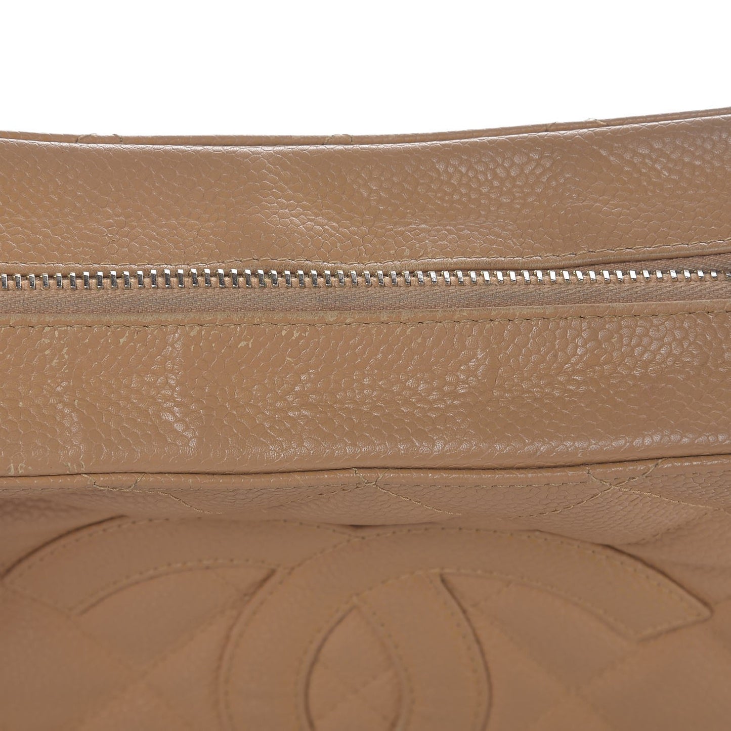 Caviar Quilted Hobo Beige