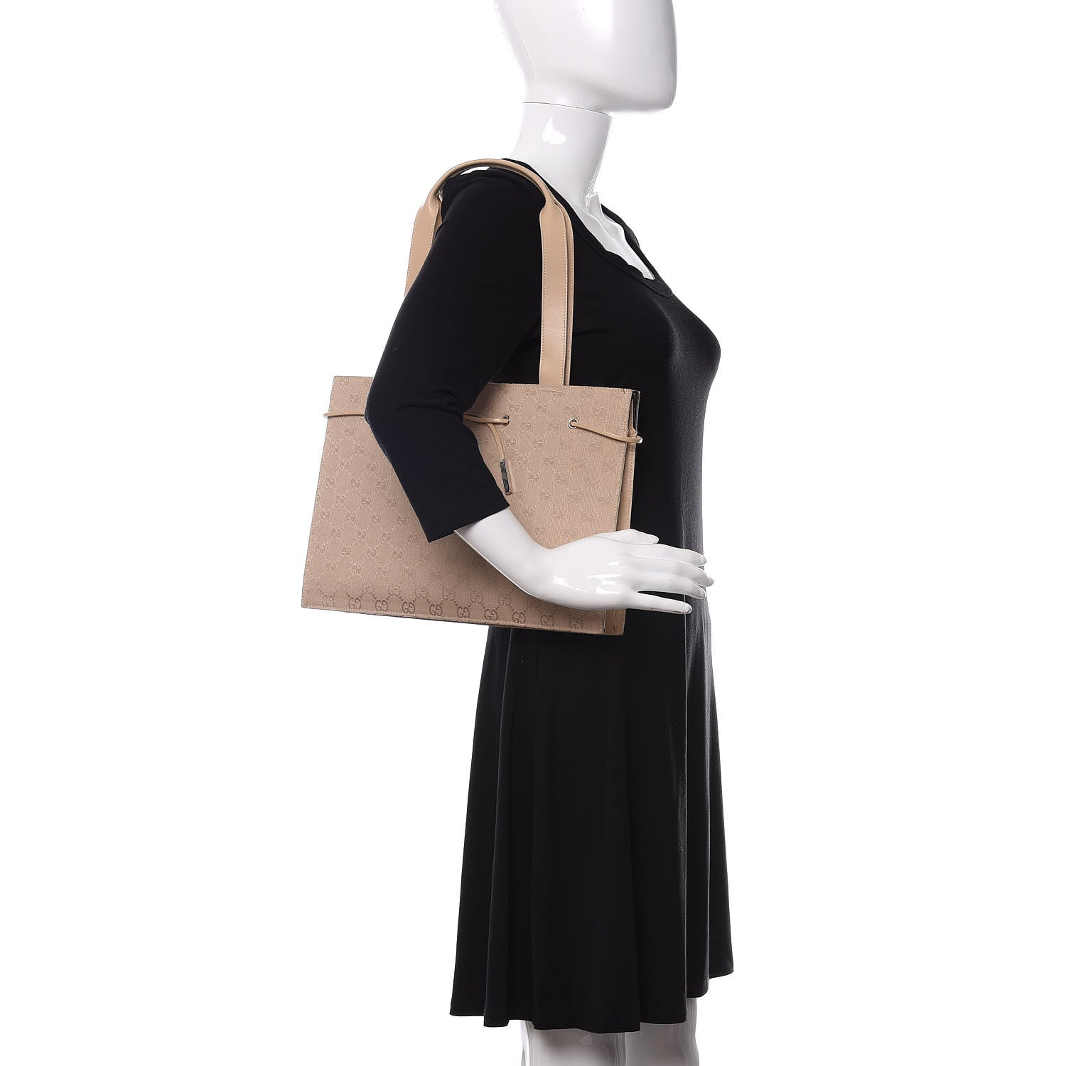 Gucci Monogram Drawstring Bag Beige 2 of 13