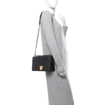 Christian Dior Lambskin Studded Medium Diorama Flap Bag Black 2 of 7