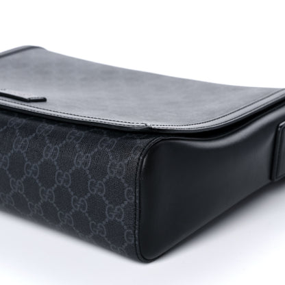 Gucci GG Supreme Monogram Web Flap Messenger Bag Black Grey 10 of 12