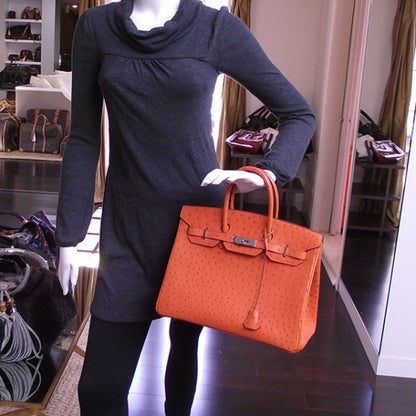 Hermes Ostrich BIRKIN 35 Orange 2 of 11