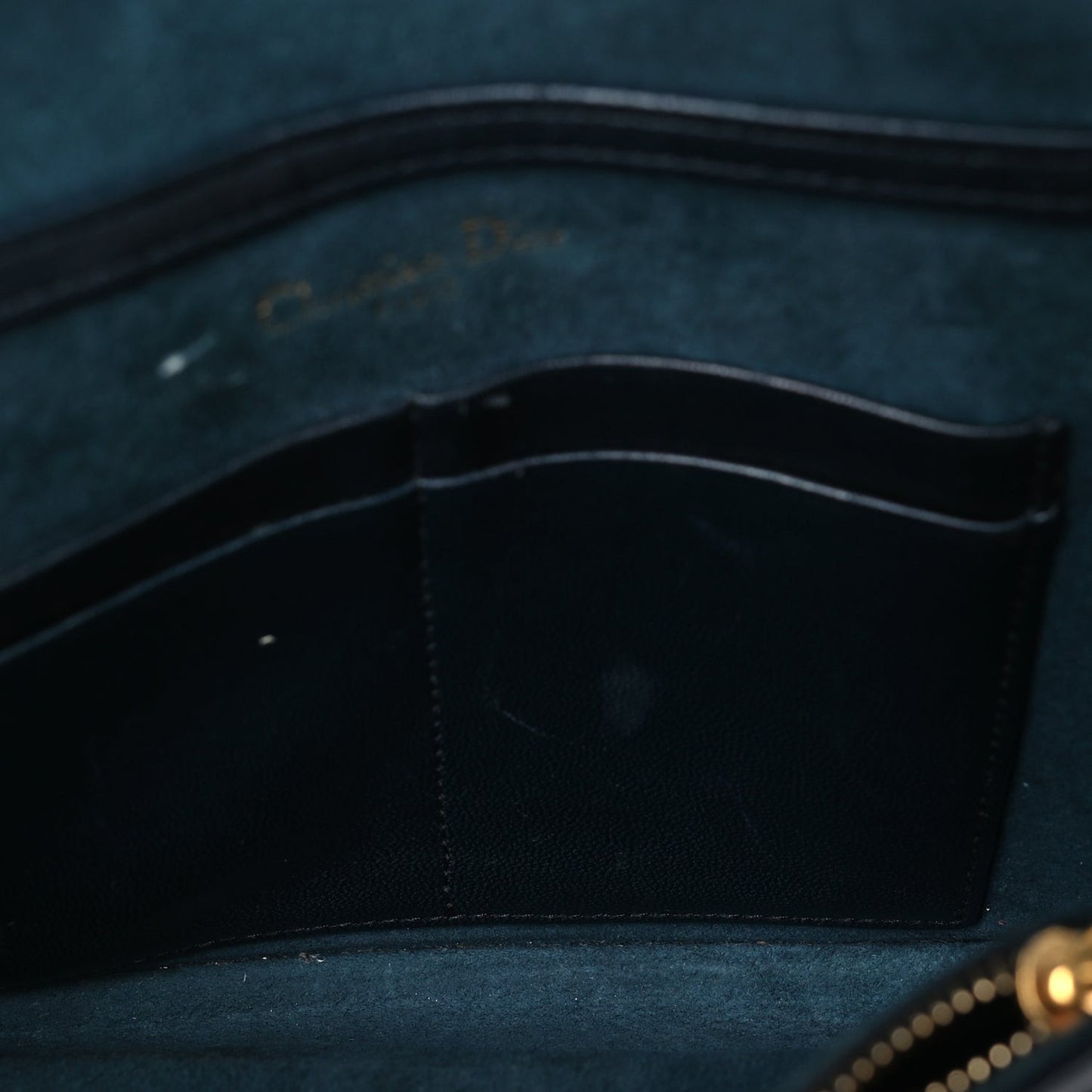 Calfskin Studded Diorama Wallet on Chain Pouch Green