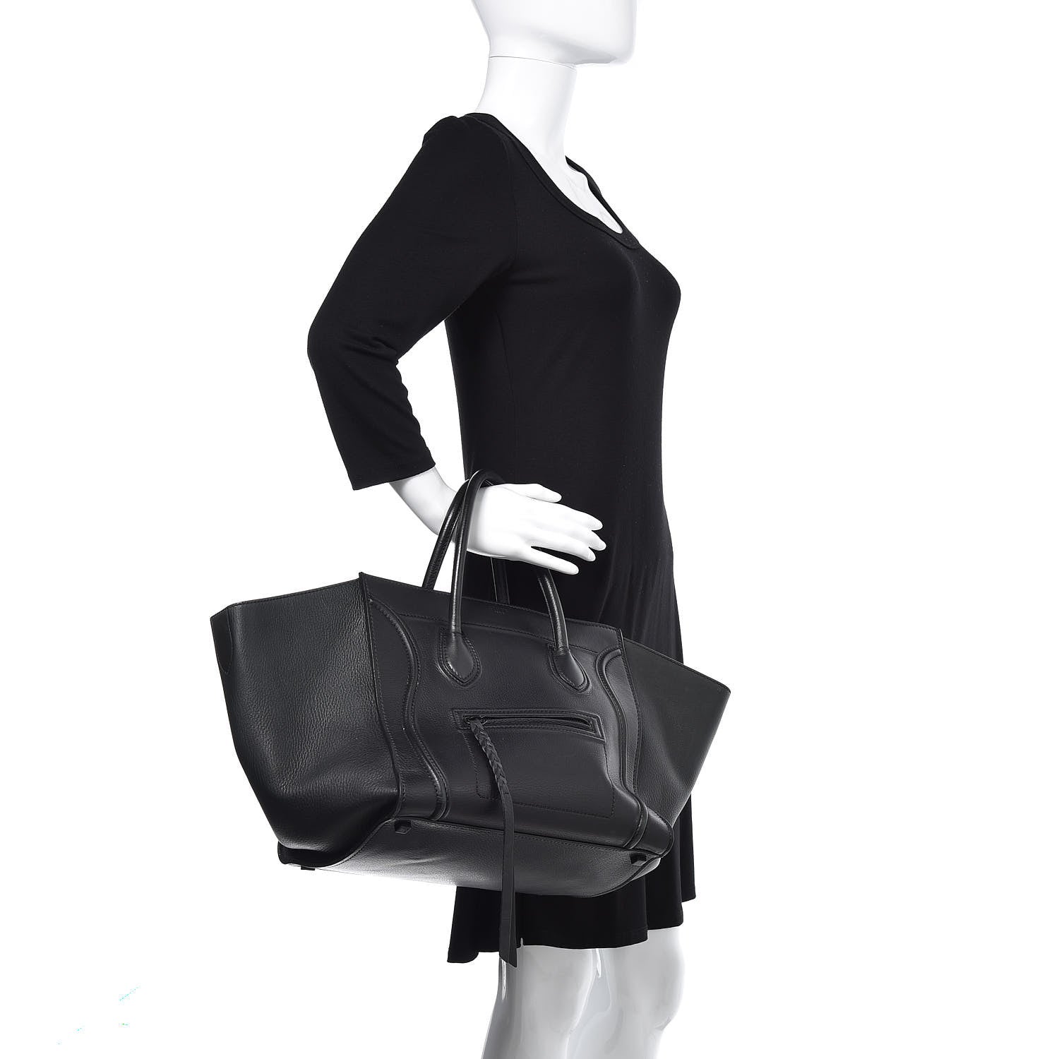 Celine Supple Calfskin Medium Phantom Luggage Black 2 of 12