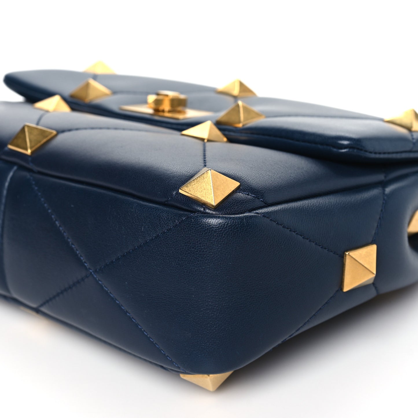 Nappa Large Roman Stud Shoulder Bag Marine