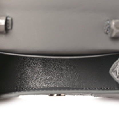 Balenciaga Shiny Calfskin Crocodile Embossed Hourglass Top Handle Bag Mini Steel Grey 5 of 7