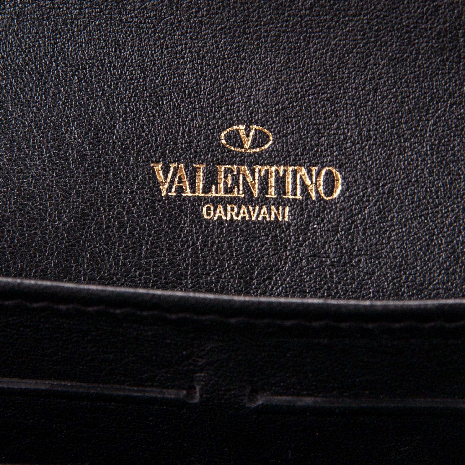 Valentino Garavani Vitello Rockstud Flap Wallet on Chain Black 6 of 7