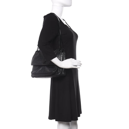 Saint Laurent Crocodile Embossed Lambskin Monogram Medium Niki Chain Satchel Black 2 of 10