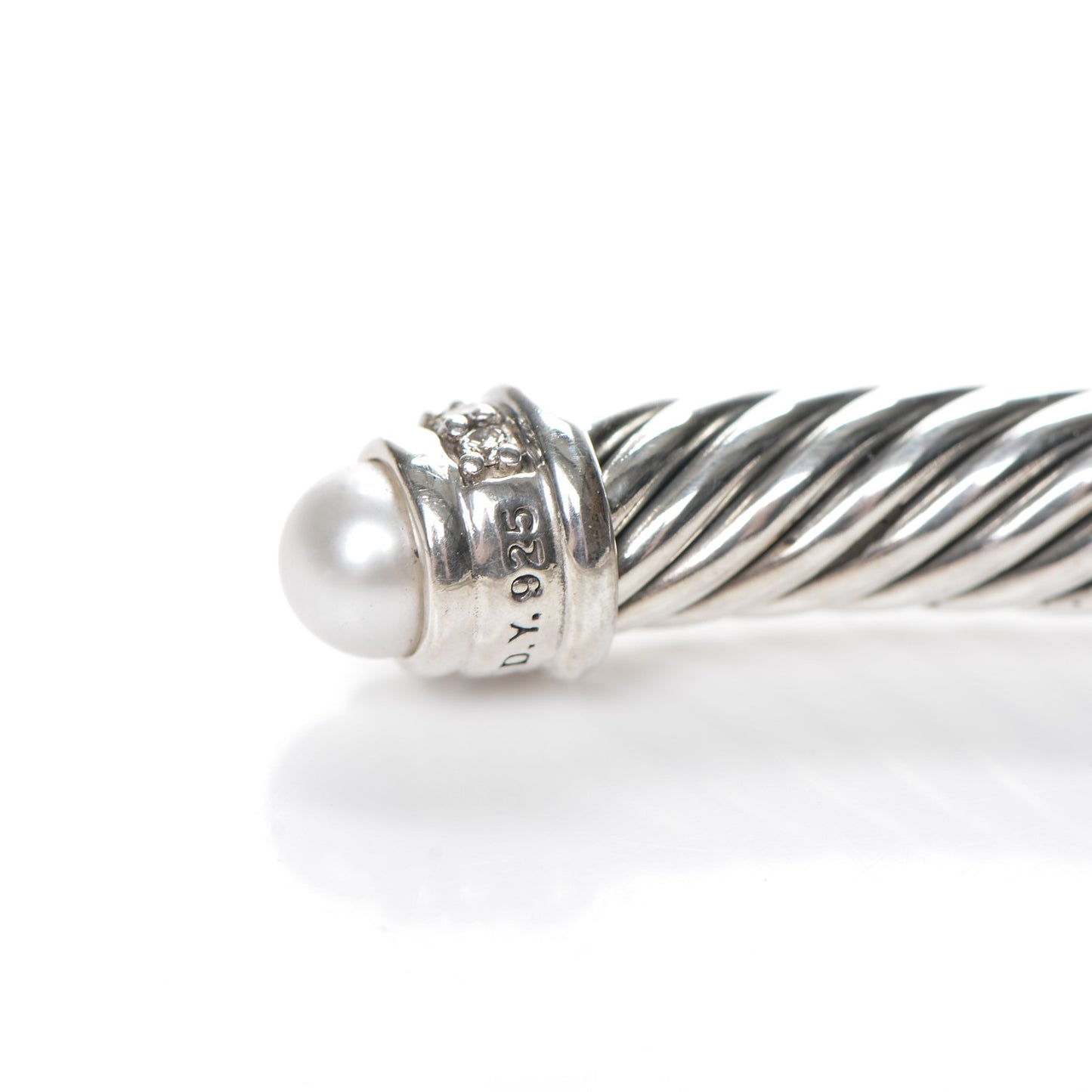 Sterling Silver Diamond Pearl 5mm Cable Classics Bracelet