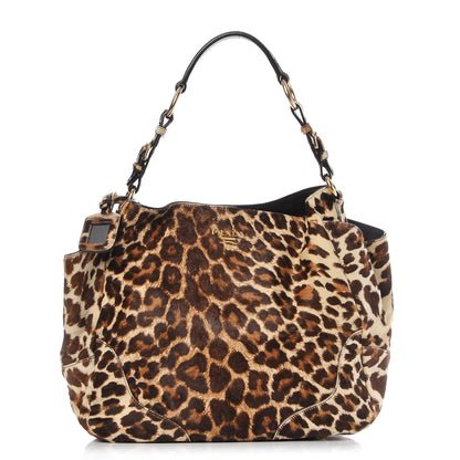 Prada Calf Hair Leopard Print Shoulder Bag Avorio 1 of 13