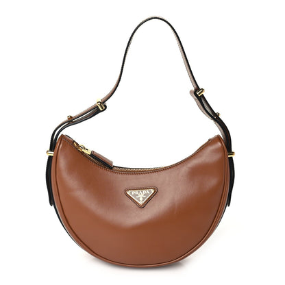 Prada Soft Calfskin Arque Shoulder Bag  Cognac 1 of 8