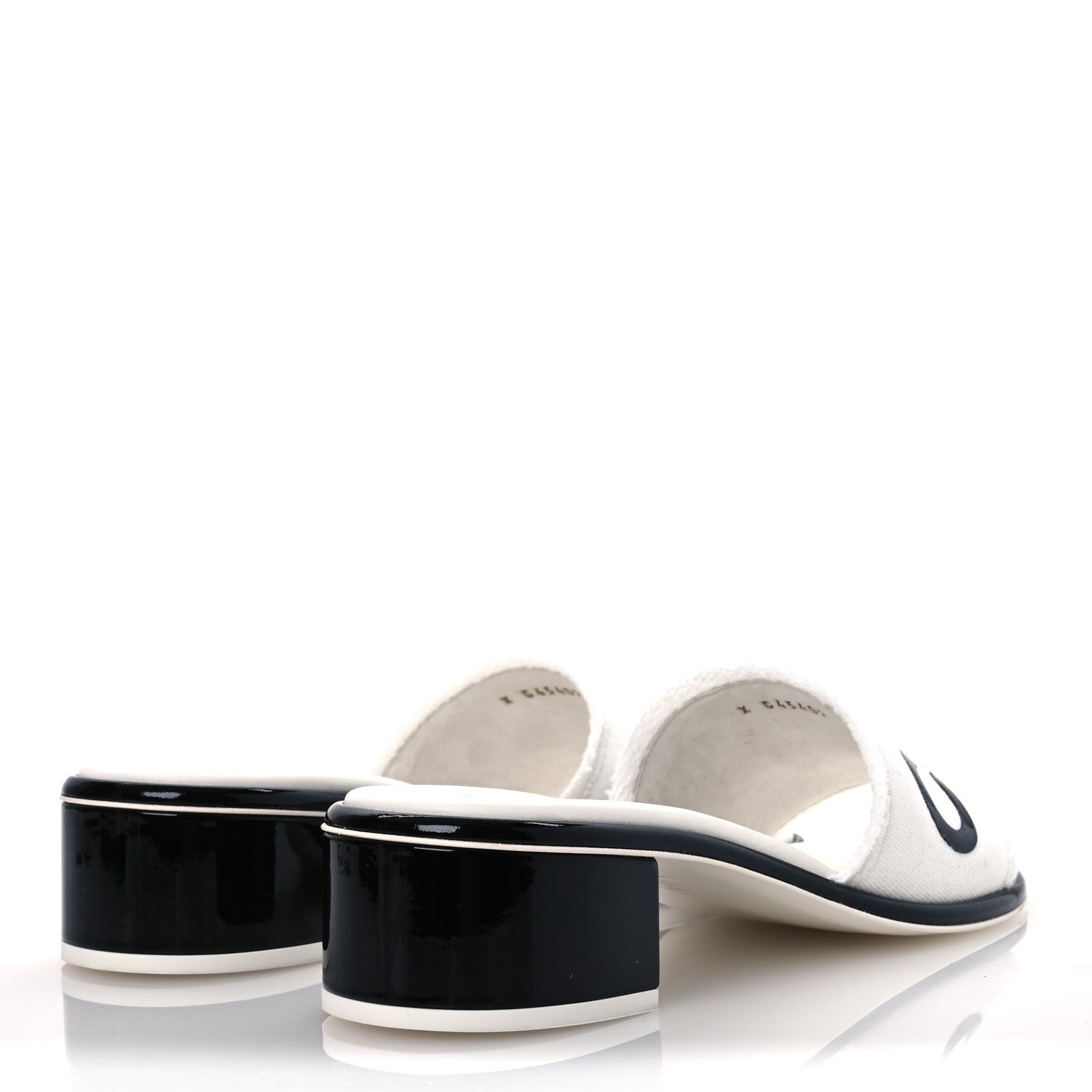 Chanel Cotton Logo Mule Sandals 39 White Black 5 of 7