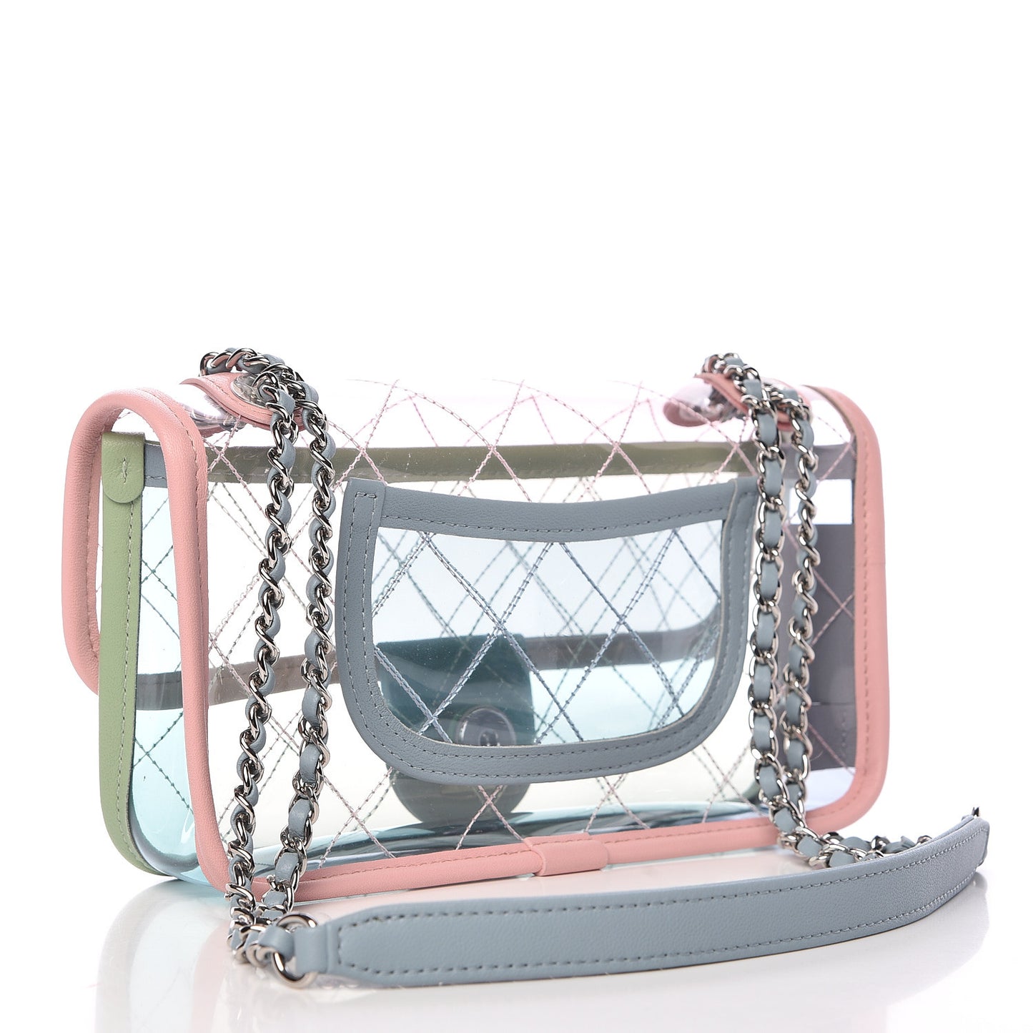 Lambskin PVC Quilted Mini Coco Splash Flap Blue Green