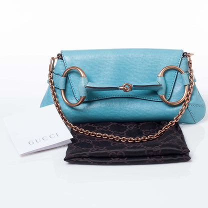Gucci Leather Horsebit Clutch Turquoise 8 of 8