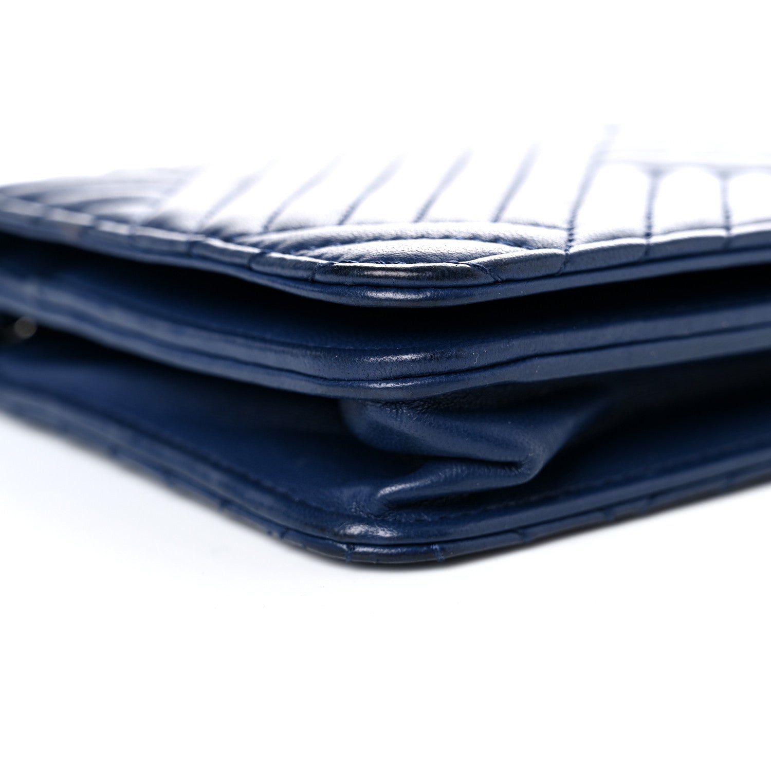 Chanel Lambskin Quilted CC Crossing Wallet On Chain WOC Blue 9 of 23