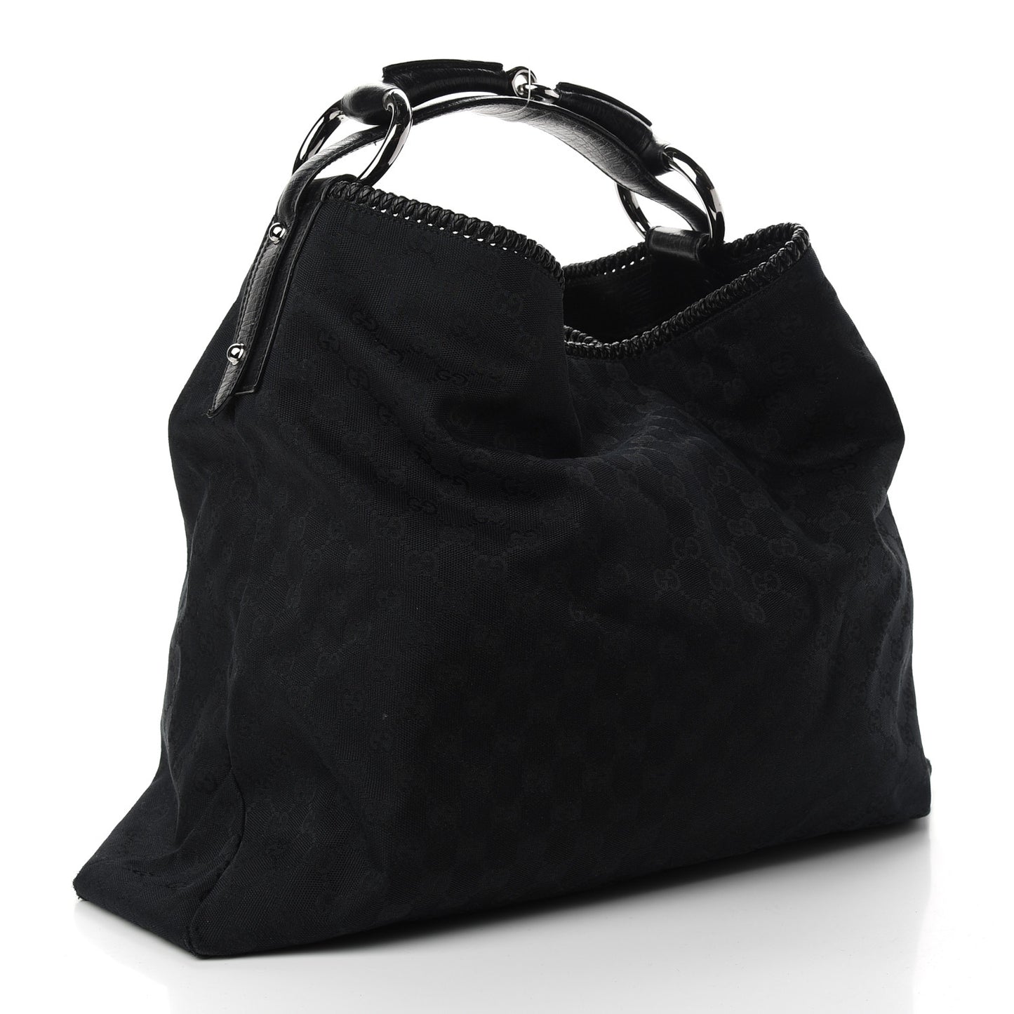 Monogram Large Horsebit Chain Hobo Black