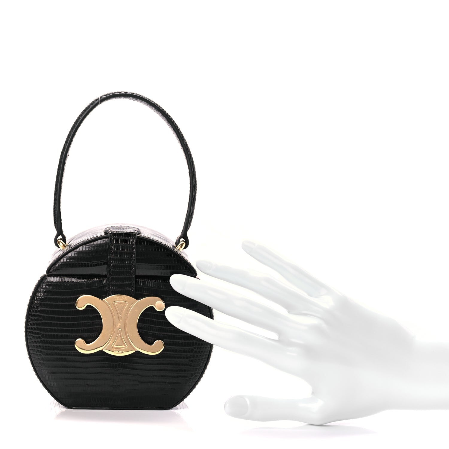 Celine Lizard Round Box Triomphe Black 2 of 9