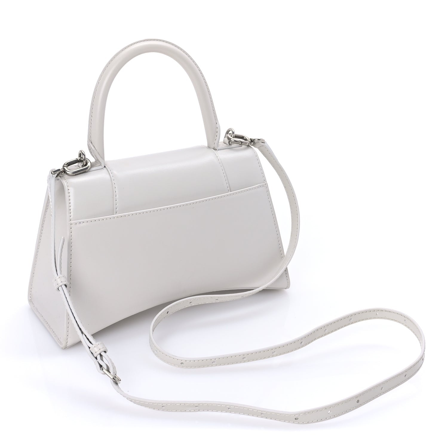 Balenciaga Shiny Box Calfskin Tonal B Small Hourglass Top Handle Bag  White 2 of 7