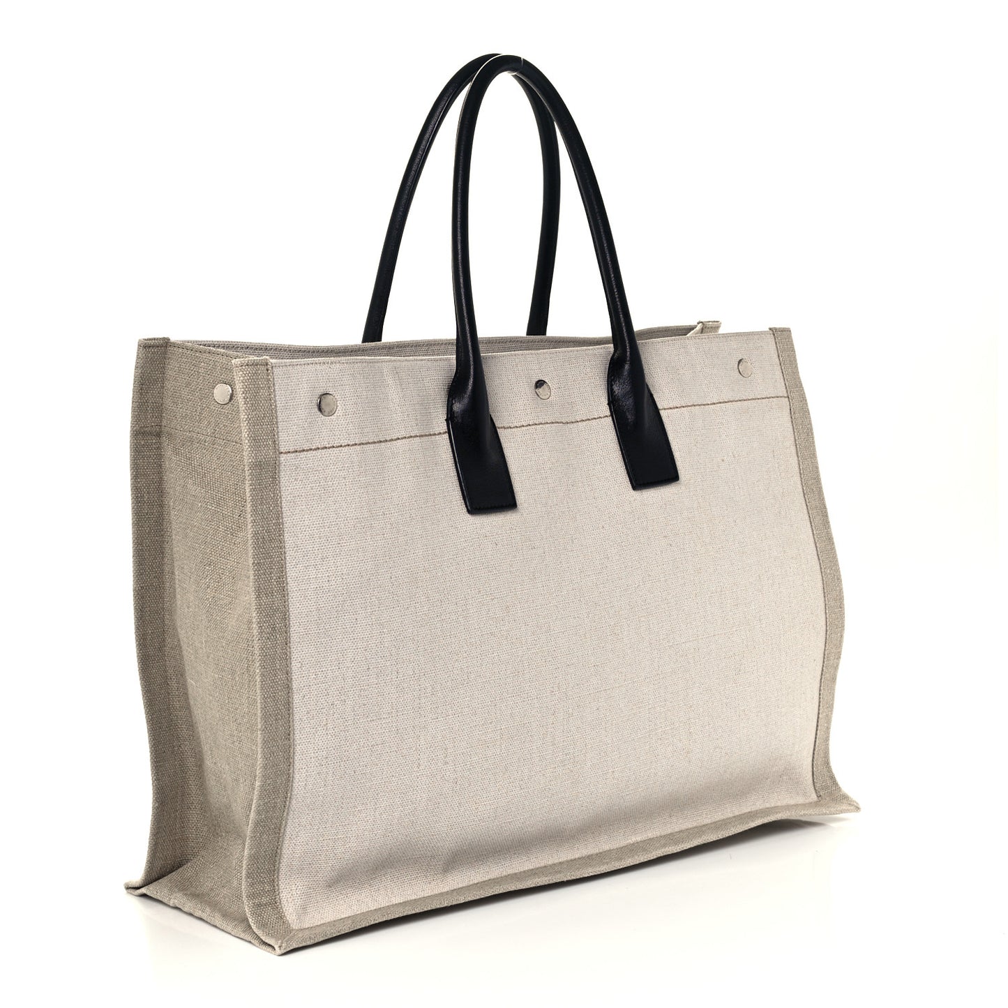 Linen Calfskin Rive Gauche Tote Optic White