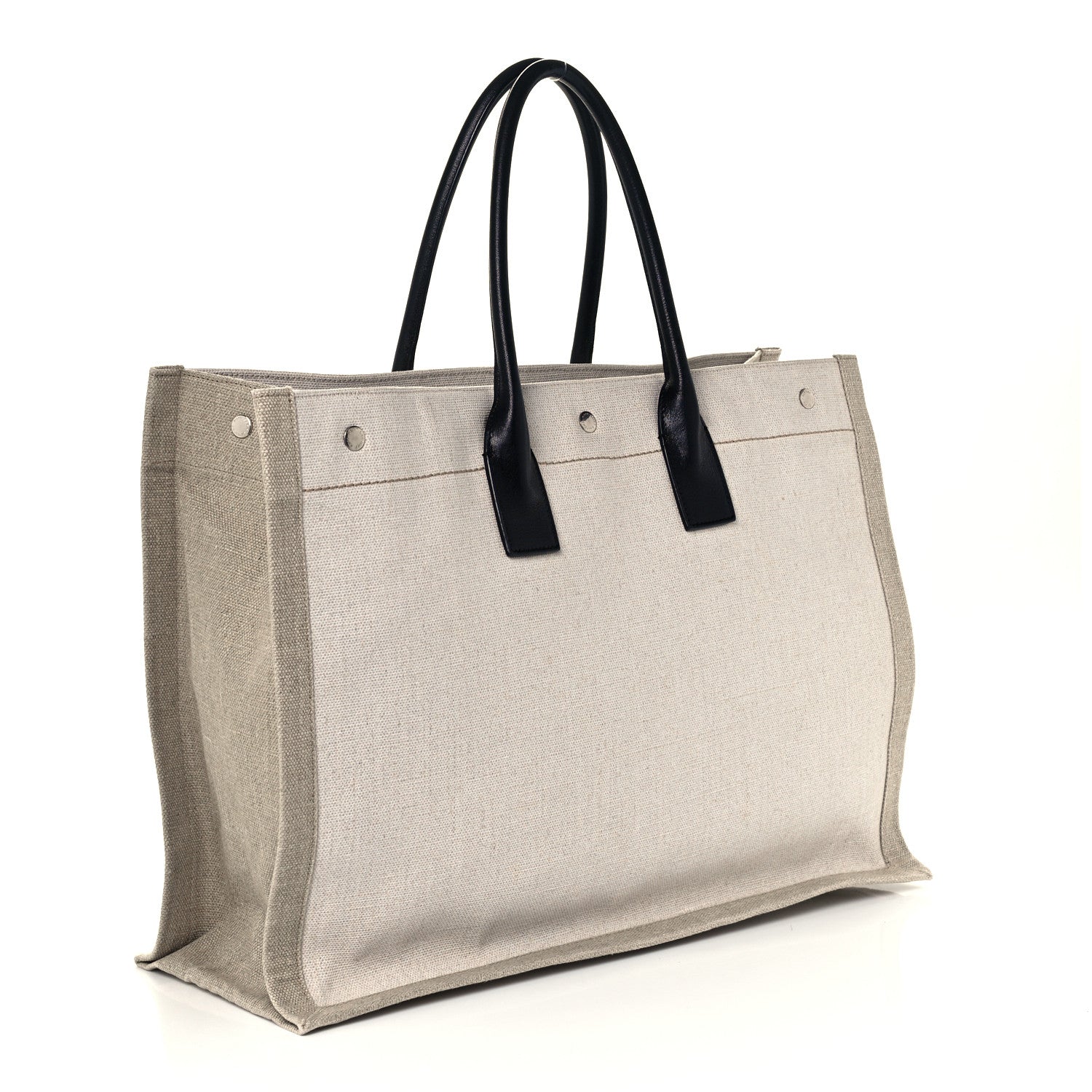 Saint Laurent Linen Calfskin Rive Gauche Tote Optic White 3 of 10