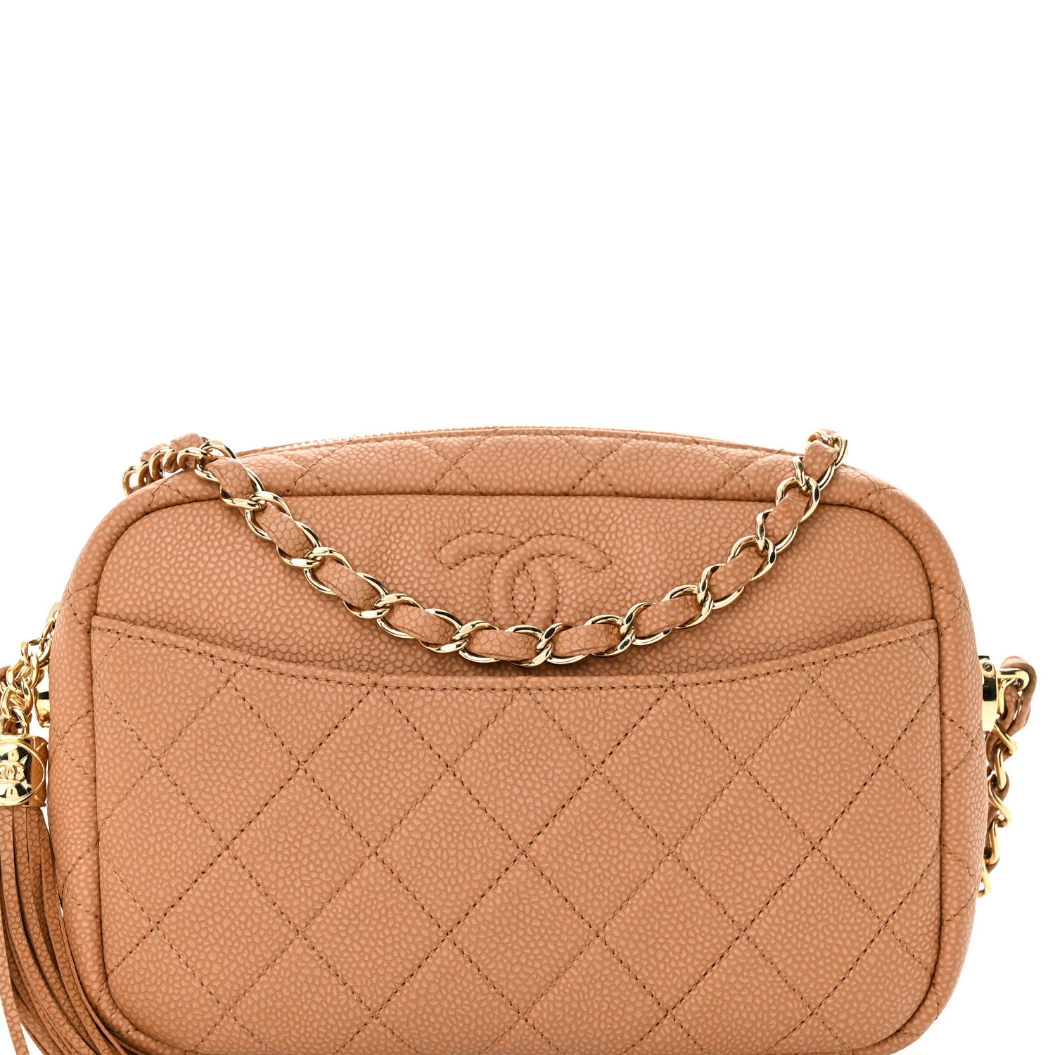 Chanel Caviar Quilted Coco Tassel Camera Case Beige 8 of 10