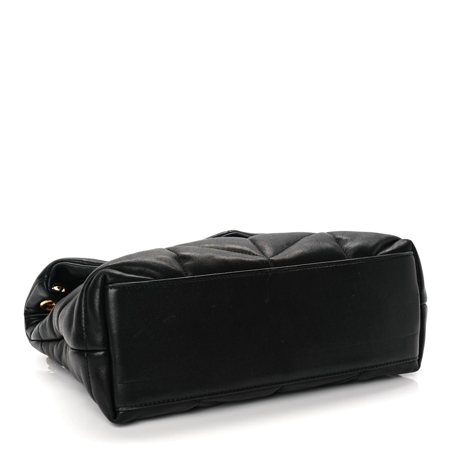 Lambskin Quilted Small Loulou Puffer Monogram Chain Satchel Black