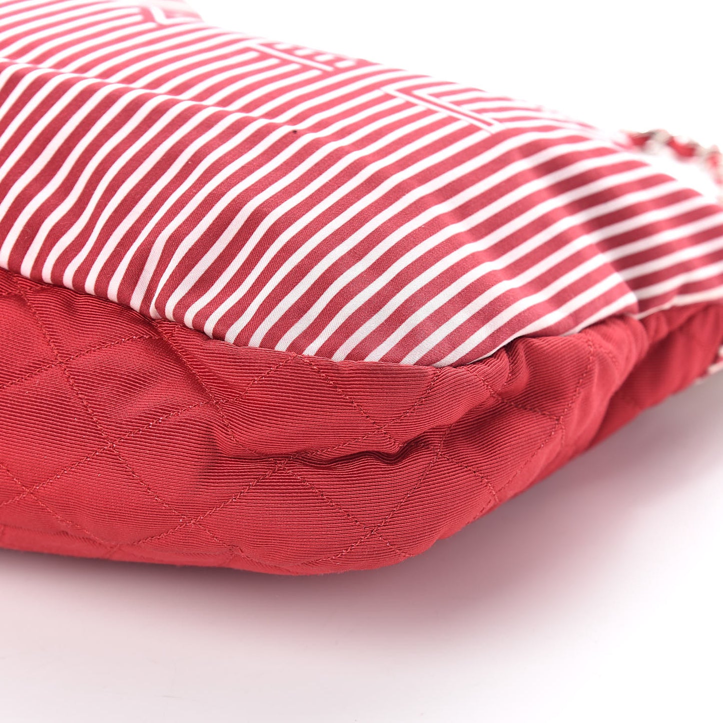 Striped Canvas Logo Tote Red