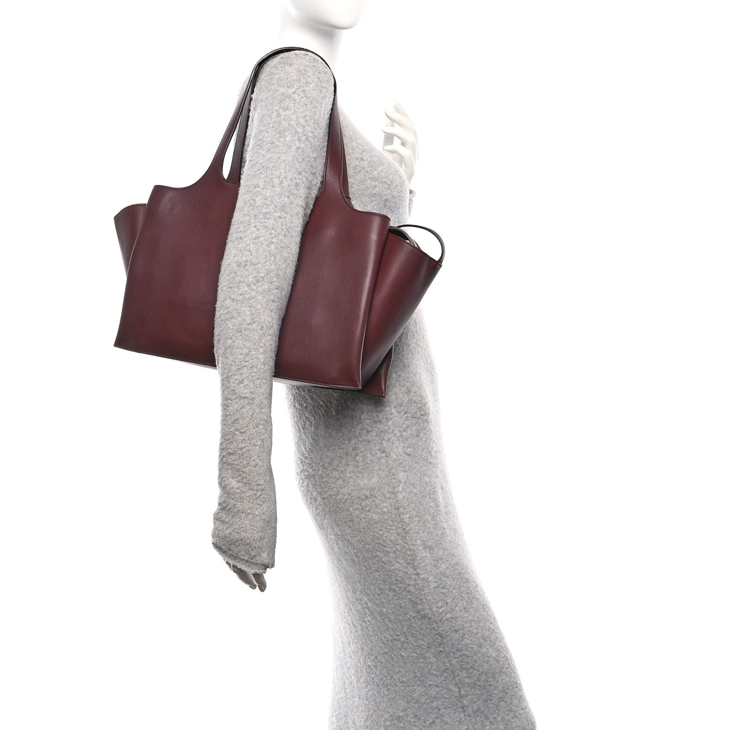 Celine Supple Natural Calfskin Medium Tri-Fold Bag Burgundy 2 of 12