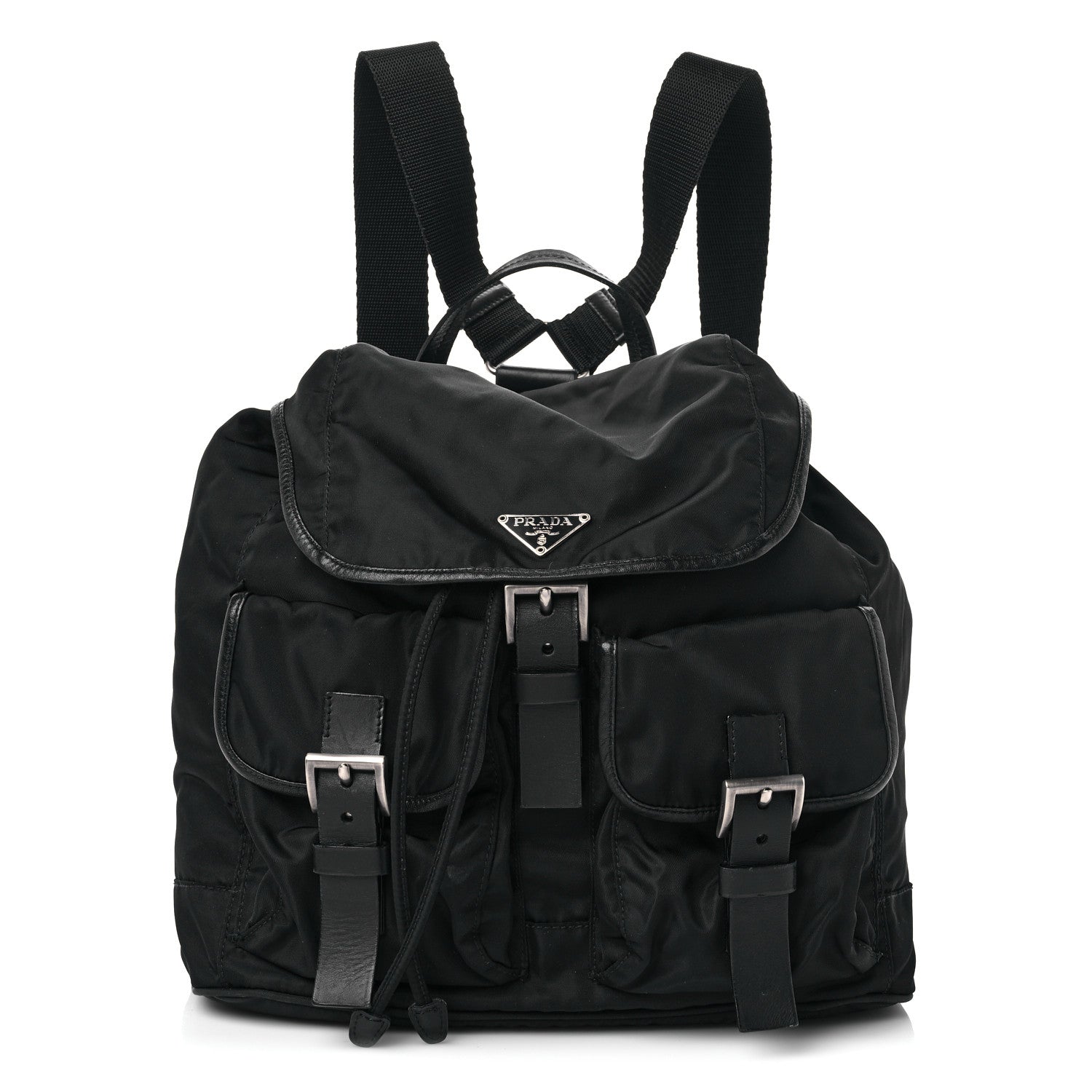 Prada Tessuto Nylon Calfskin Medium Backpack Black 1 of 13