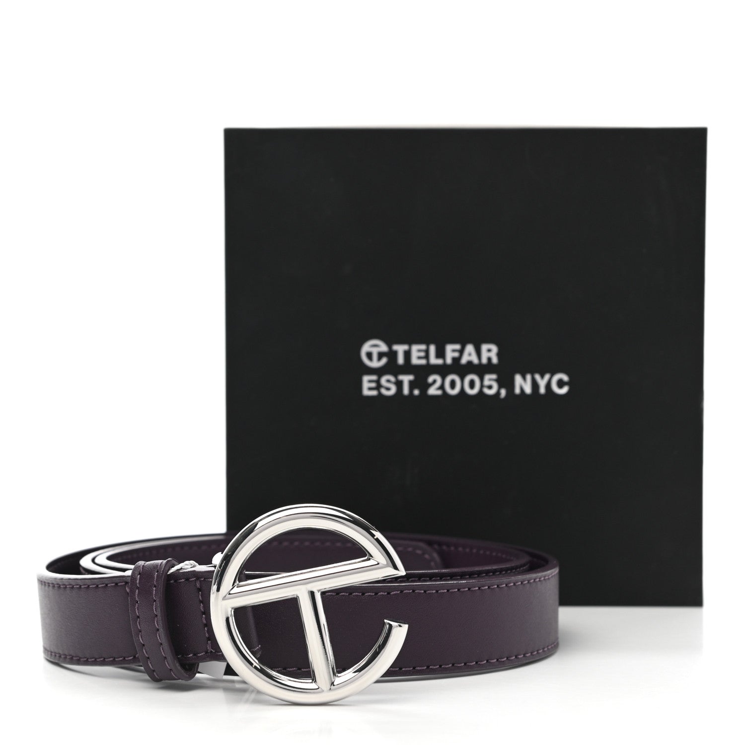 Telfar Vegan Leather Logo Belt M/L Eggplant 7 of 7